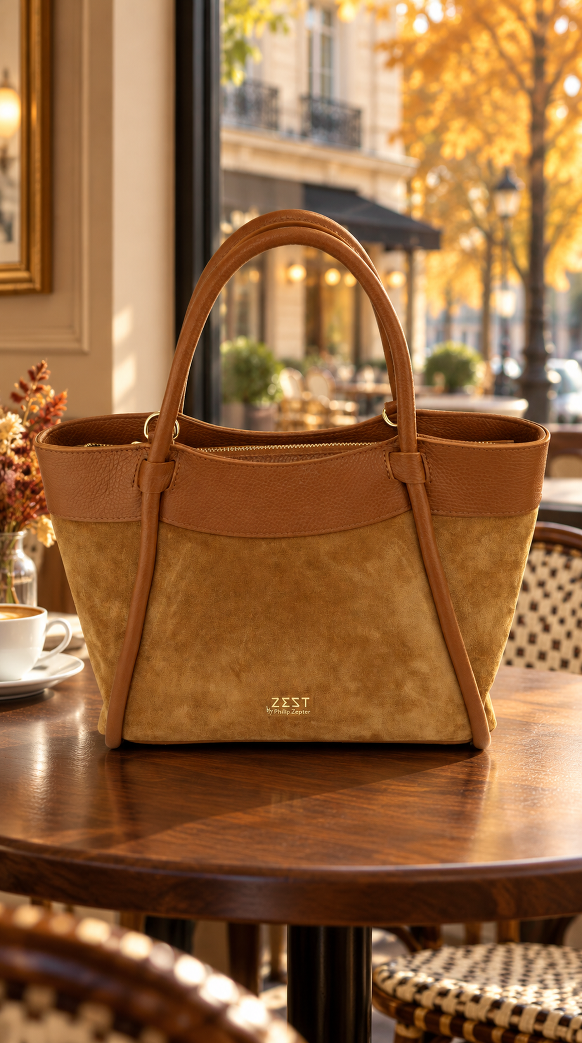 Borsa Tote in Pelle e Paglia - ZS-2514