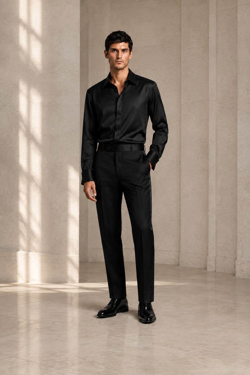 ACHILLE-BK Satin Shirt — PRE-ORDER — PZ117 ACHILLE