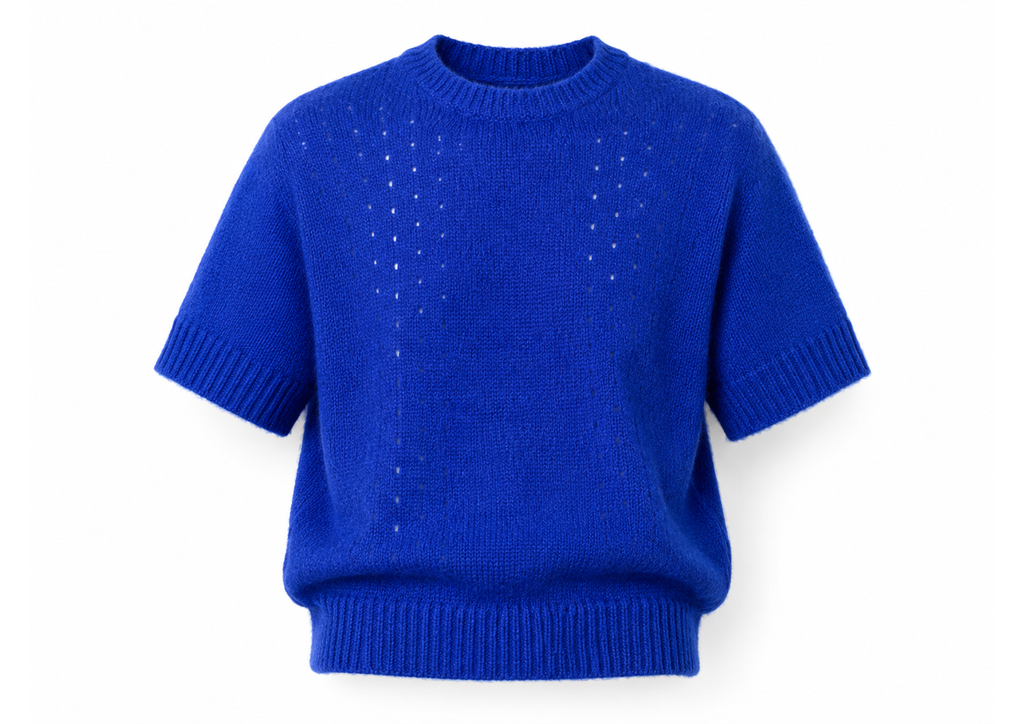 Baby Alpaca Short-Sleeve Top AZURA — PRE-ORDER — PZ031 AZURA