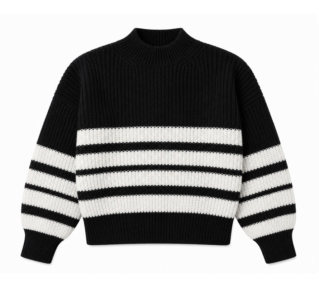 NOIRLINE Striped Merino Roll Neck — PRE-ORDER — PZ035 NOIRLINE