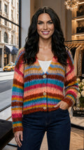 Cardigan Cropped Baby Alpaca a Righe Multicolor AURIN — PRE-ORDER — PZ040 AURIN
