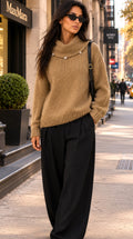 Maglione Oversize Marrone con Bottoni ASTRID — PRE-ORDER — PZ044 ASTRID