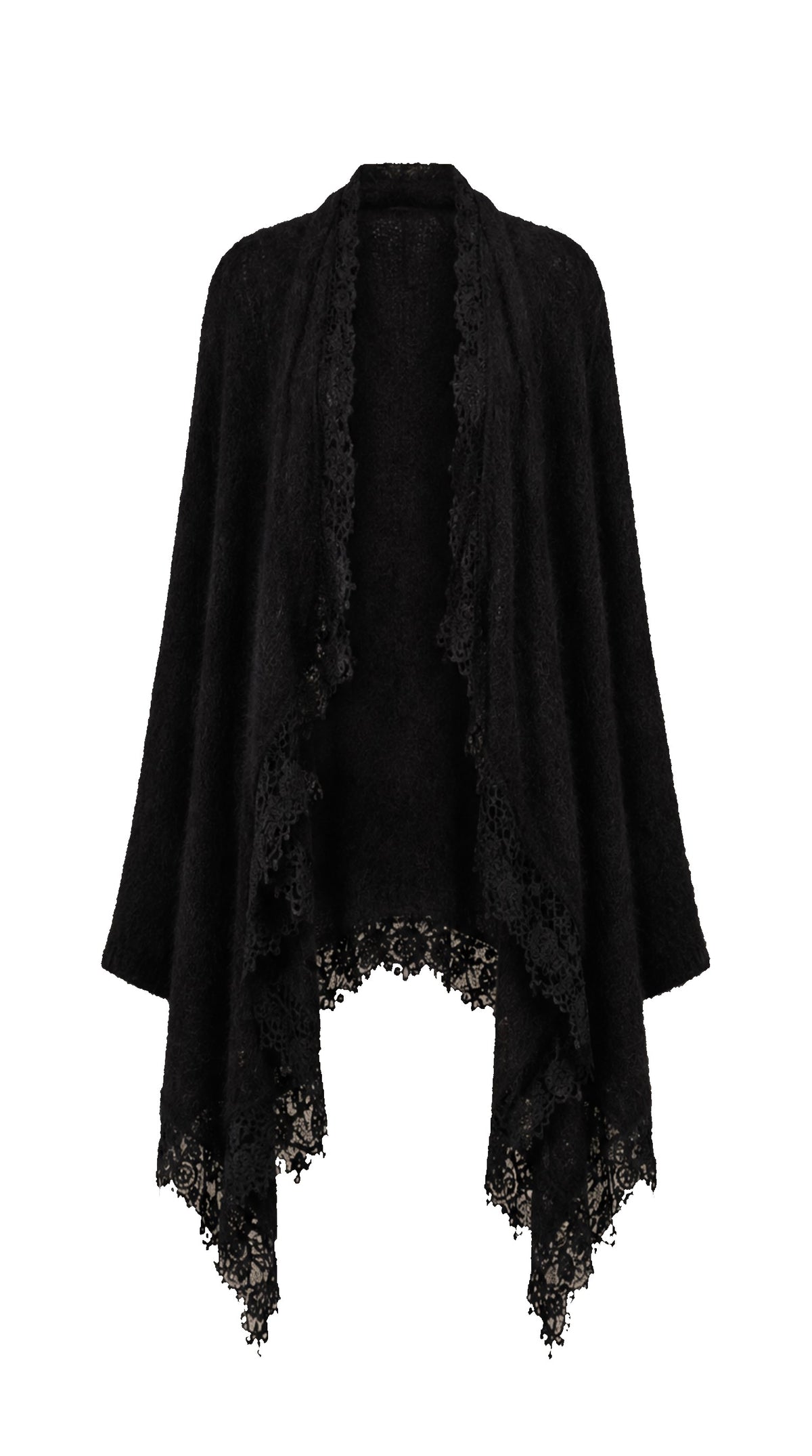 Maxi Open Baby Alpaca Jacket with Lace DIANA — PRE-ORDER — PZ051 DIANA