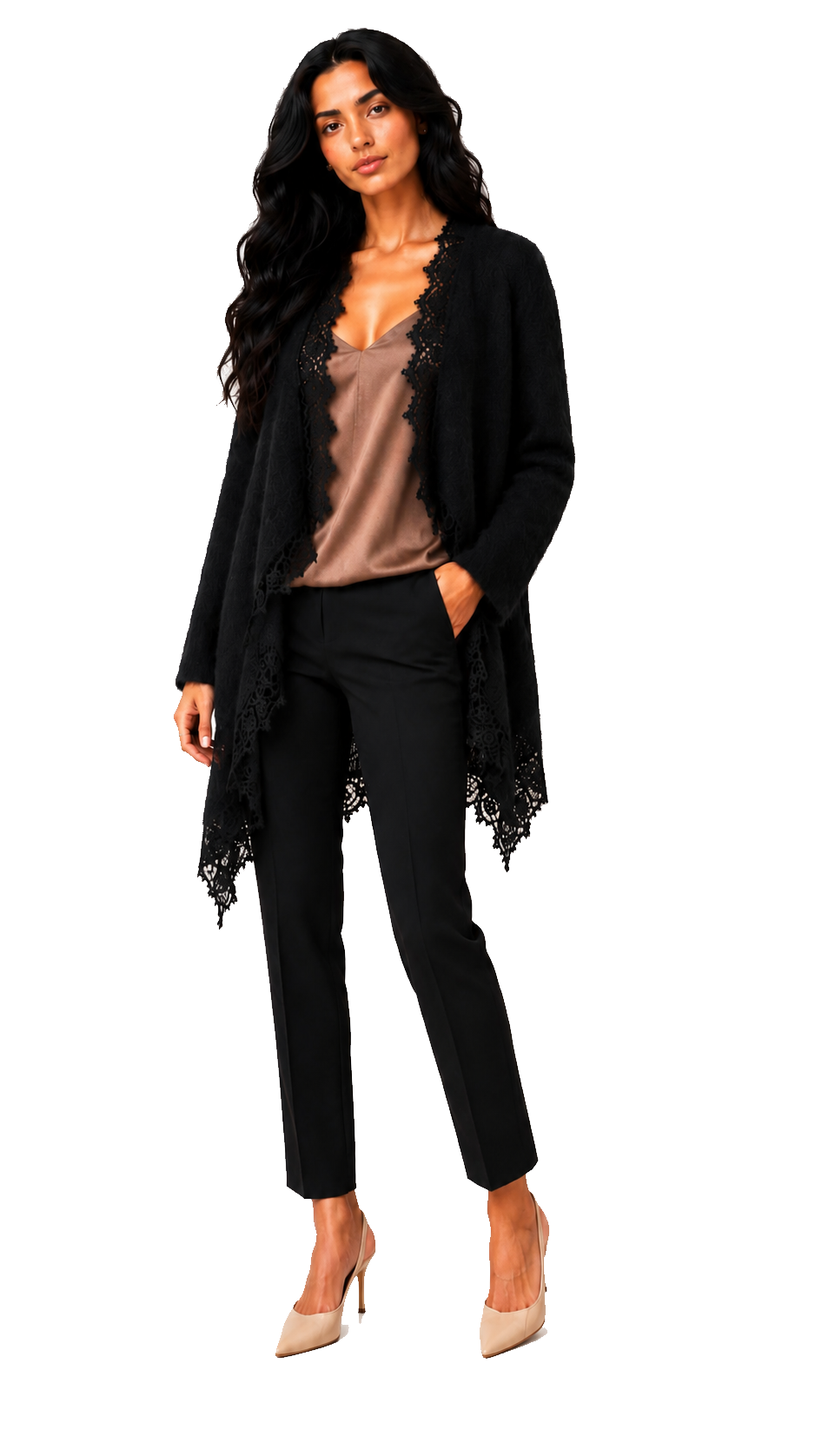 Maxi Giacca Aperta Baby Alpaca con Pizzo DIANA — PRE-ORDER — PZ051 DIANA