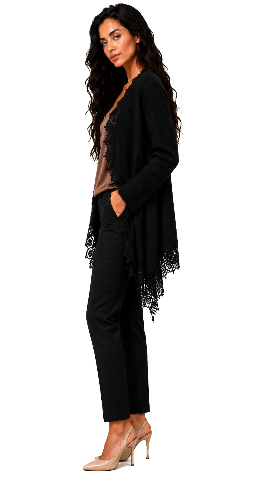 Maxi Giacca Aperta Baby Alpaca con Pizzo DIANA — PRE-ORDER — PZ051 DIANA