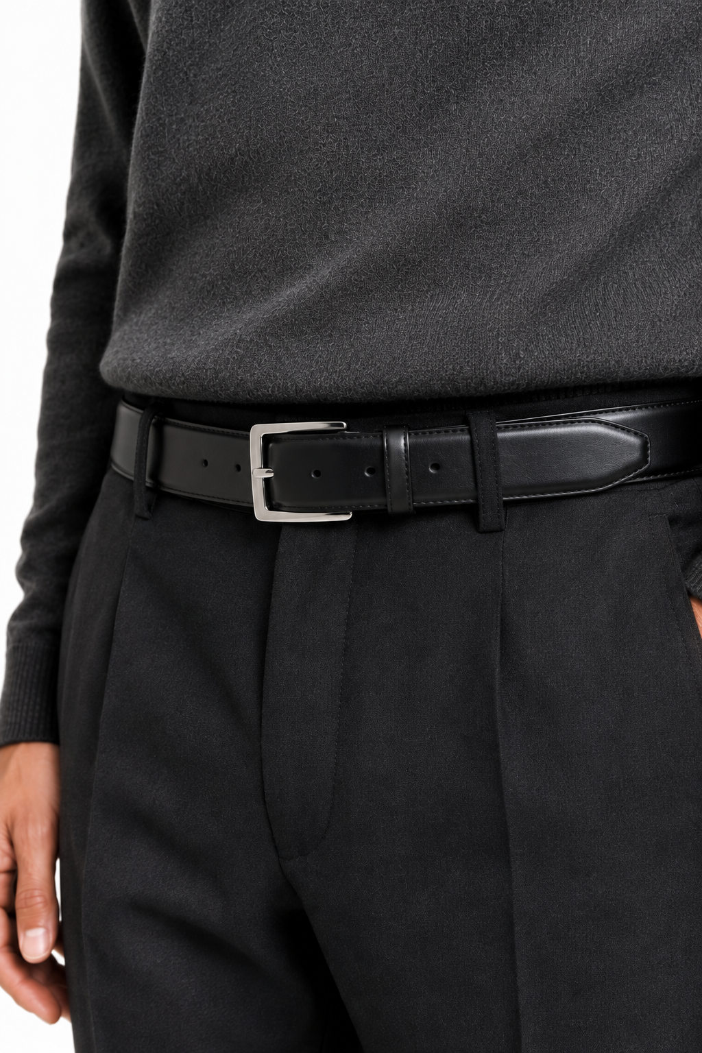 Cintura in Pelle Fibbia Argento-BK — PRE-ORDER — PZ082