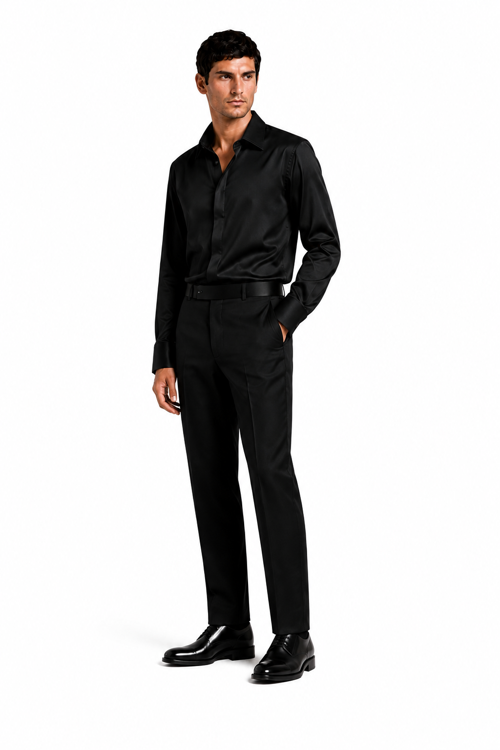 ACHILLE-BK Satin Shirt — PRE-ORDER — PZ117 ACHILLE