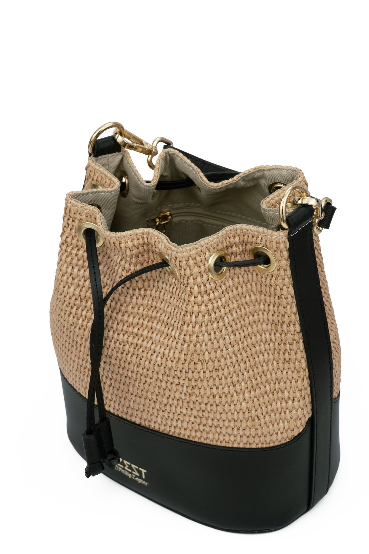 Borsa Bucket in Pelle e Paglia – ZS-2530