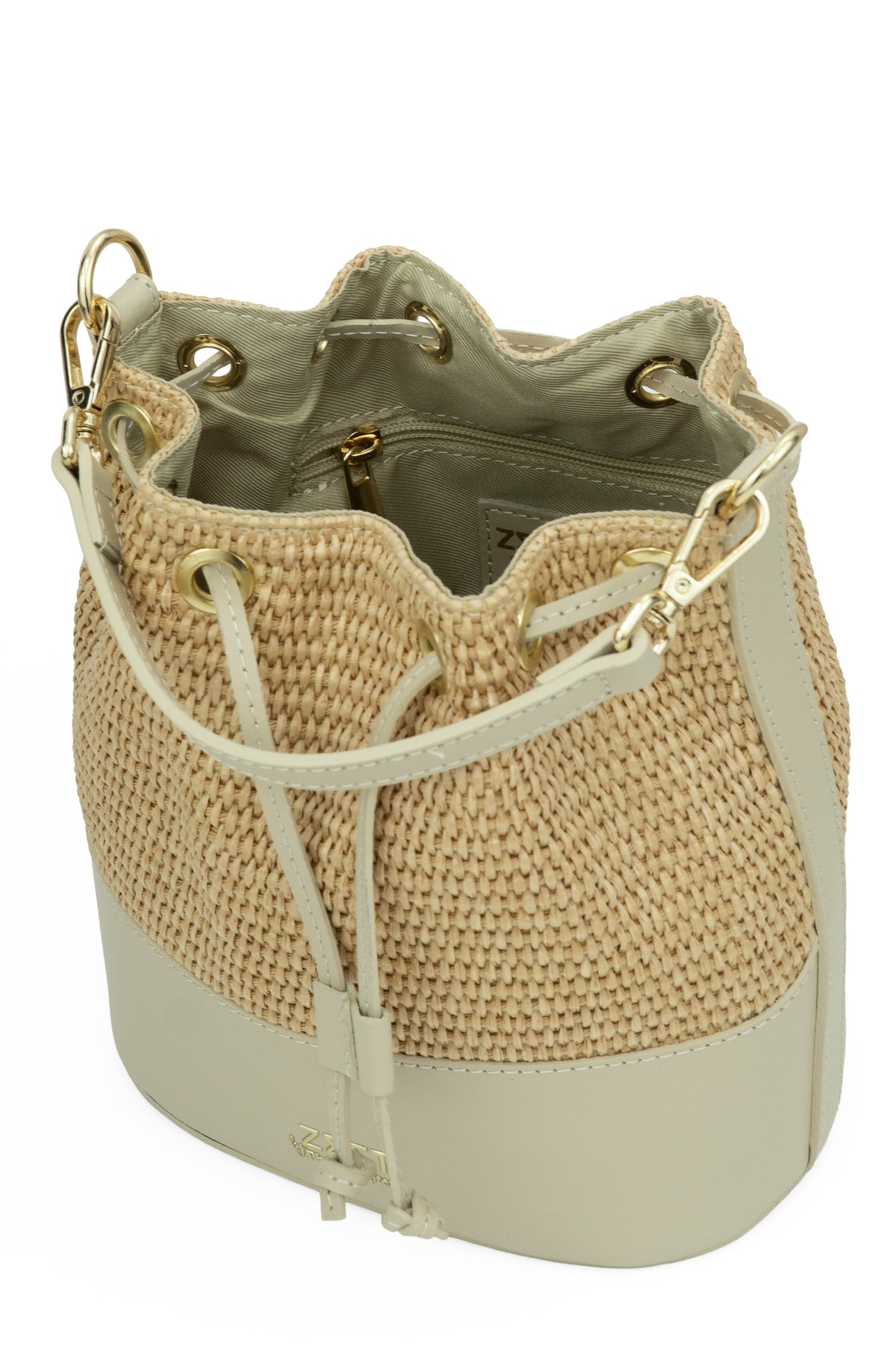 Borsa Bucket in Pelle e Paglia – ZS-2530