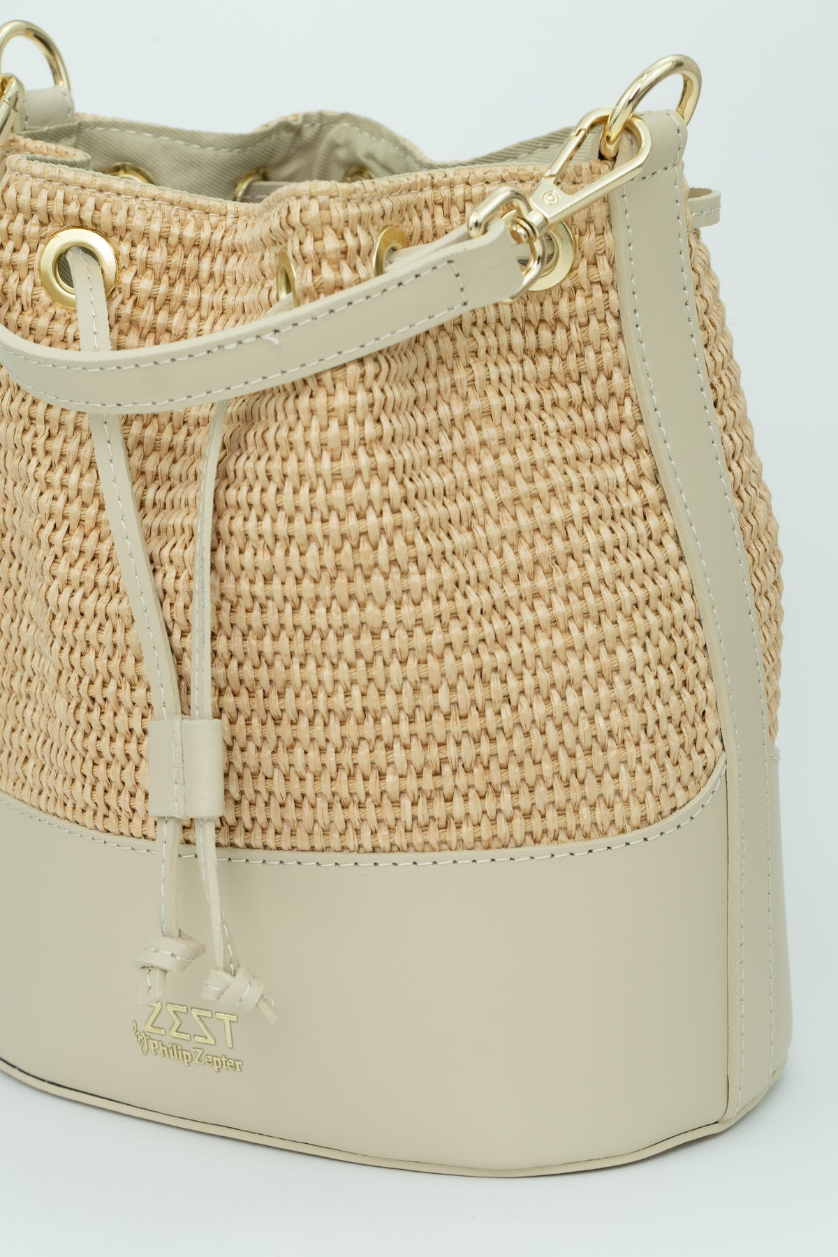 Borsa Bucket in Pelle e Paglia – ZS-2530