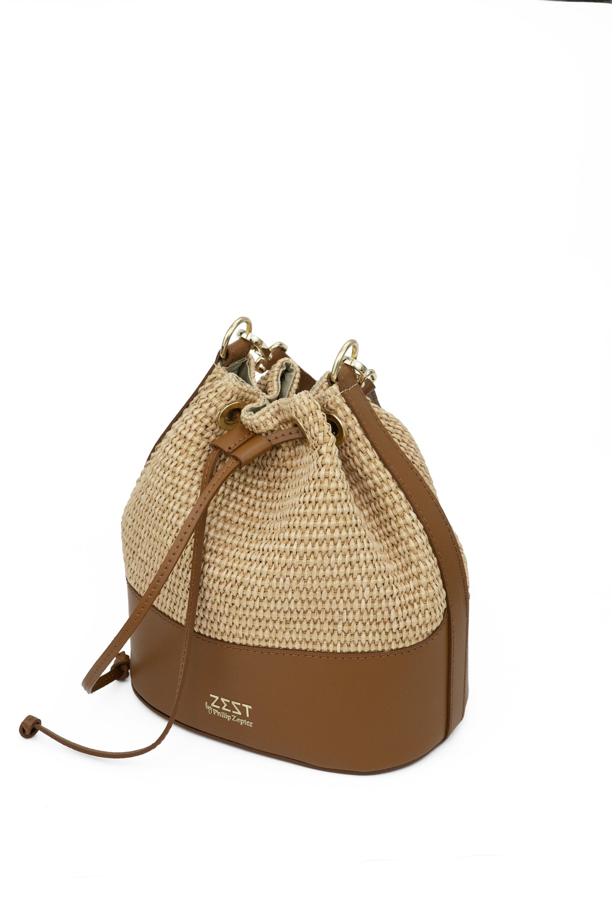 Borsa Bucket in Pelle e Paglia – ZS-2530