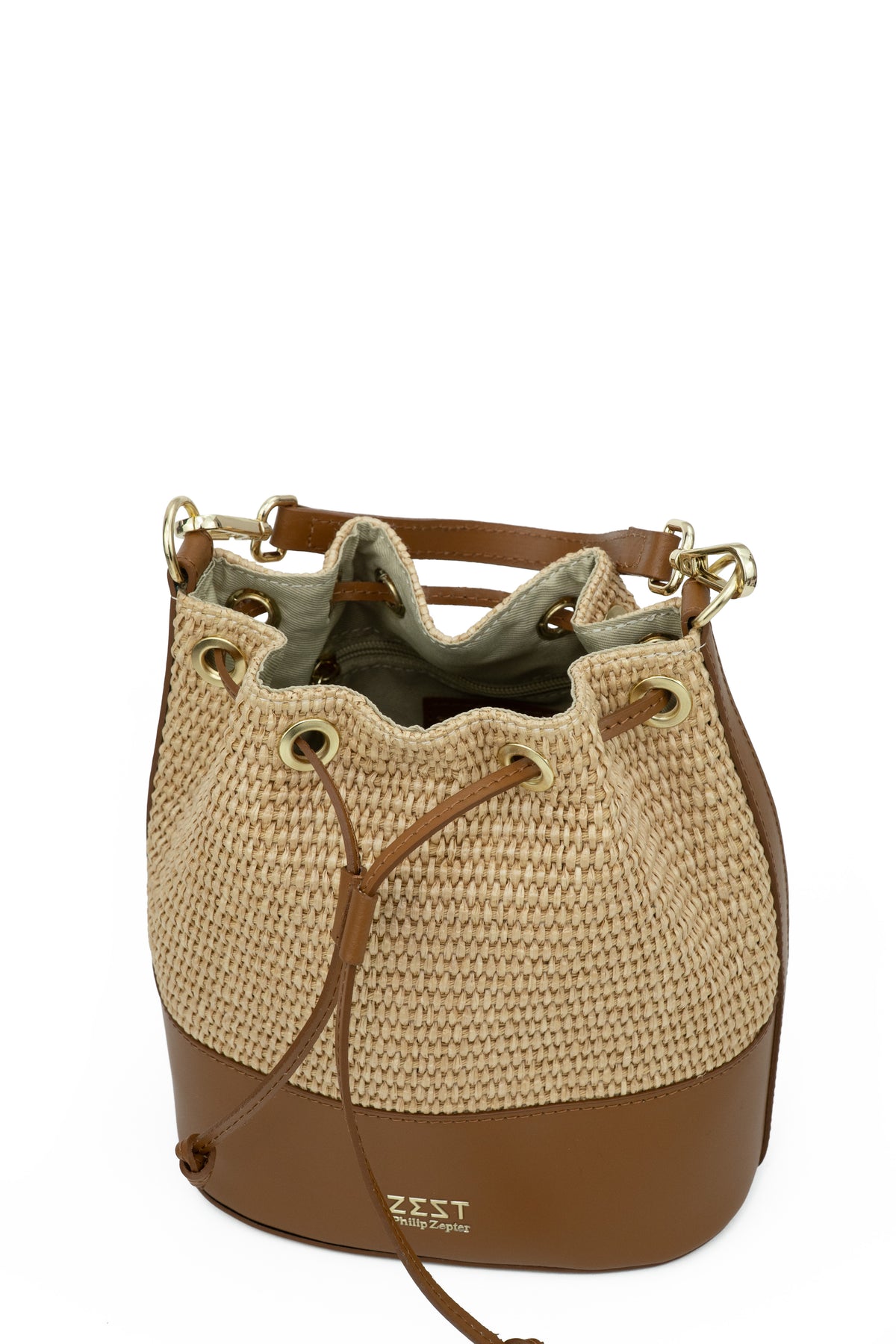 Borsa Bucket in Pelle e Paglia – ZS-2530