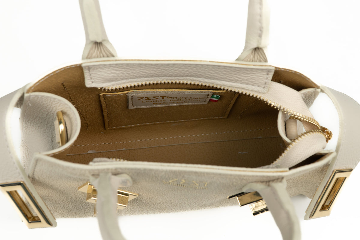 Mini Borsa Satchel in Pelle e Camoscio – ZS-2542