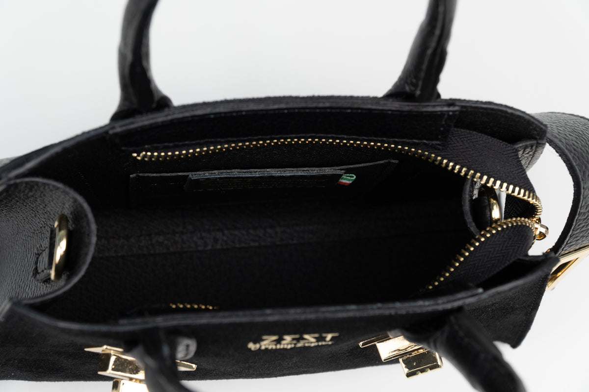 Mini Borsa Satchel in Pelle e Camoscio – ZS-2542