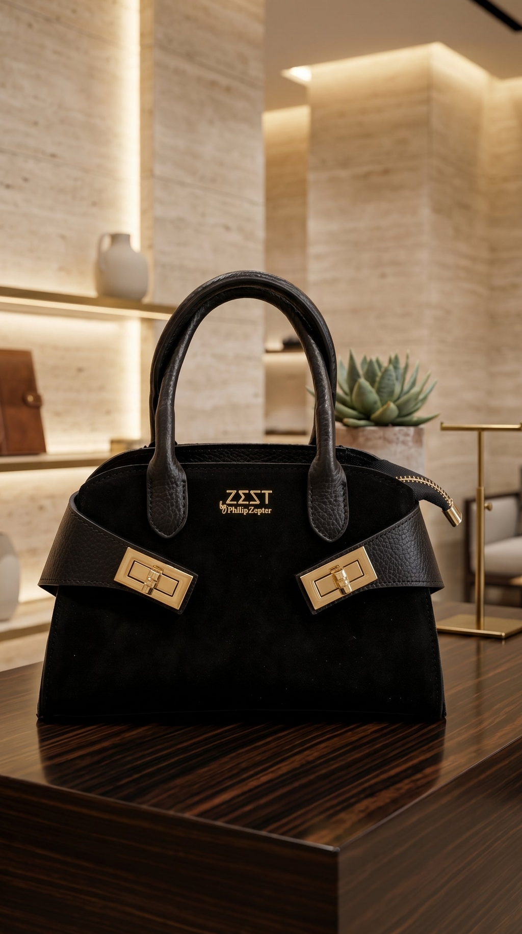 Mini Borsa Satchel in Pelle e Camoscio – ZS-2542