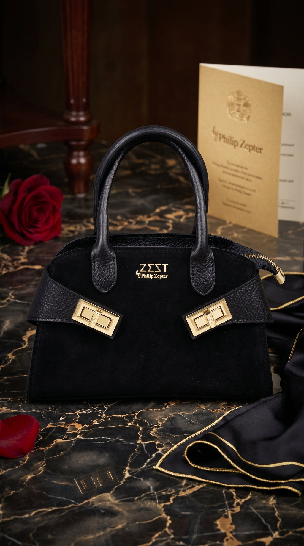 Mini Borsa Satchel in Pelle e Camoscio – ZS-2542
