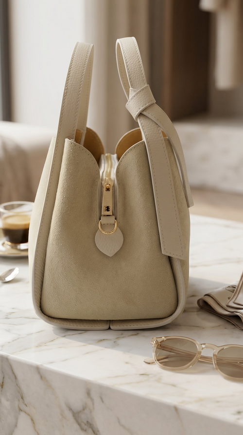 Borsa in Pelle Scamosciata Made in Italy con Tracolla – ZS-2507