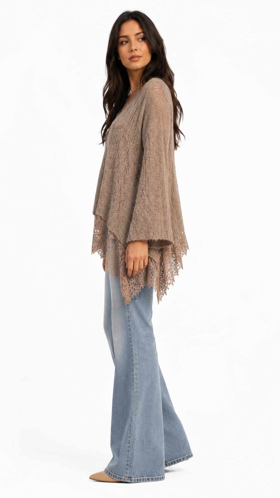 Maxi Maglia Baby Alpaca con Trecce e Pizzo ARIA — PRE-ORDER — PZ049 ARIA
