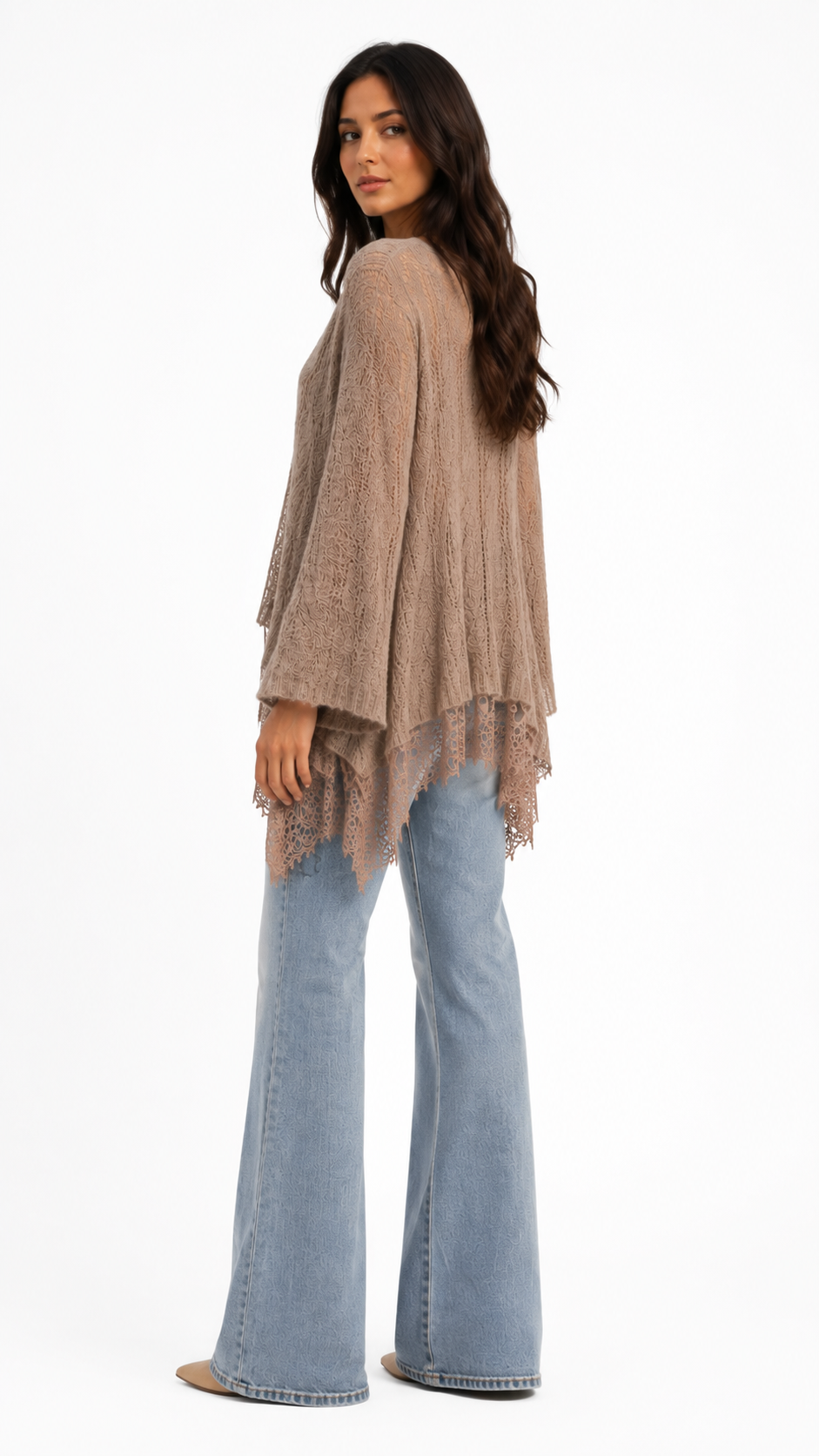 Baby Alpaca Maxi-Sweater with Braids and Lace ARIA — PRE-ORDER — PZ049 ARIA