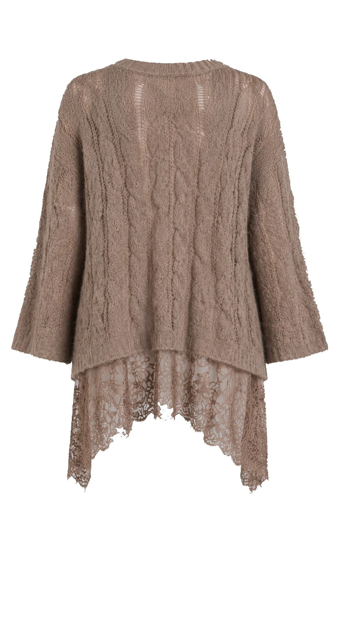 Baby Alpaca Maxi-Sweater with Braids and Lace ARIA — PRE-ORDER — PZ049 ARIA