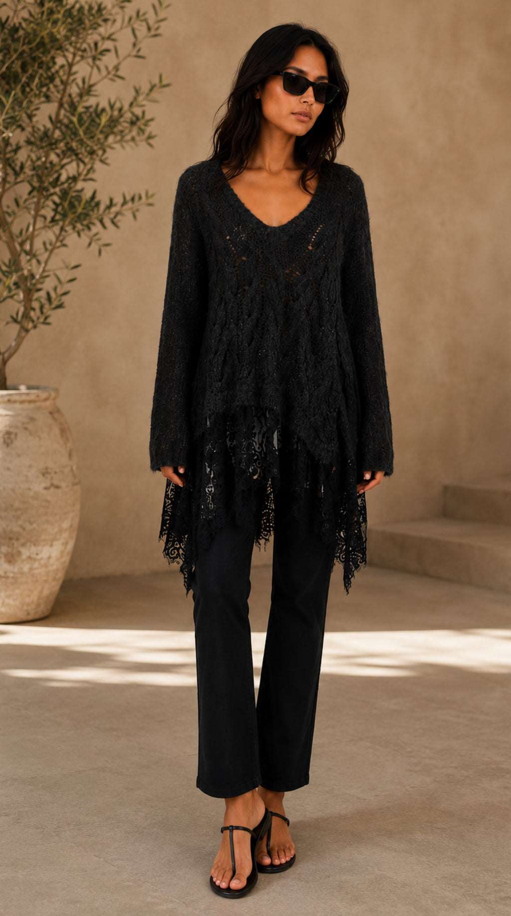 Maxi Maglia Baby Alpaca con Fondo in Pizzo LUNA — PRE-ORDER — PZ050 LUNA